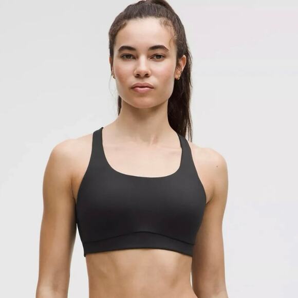 Lululemon Athletica Energy Bra Black Strappy Back Sports Bra Women’s Size 10 - Picture 1 of 5
